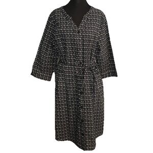 CJ Banks Women's Black and White Abstract Print Belted Shirt Dress‎ Size Large